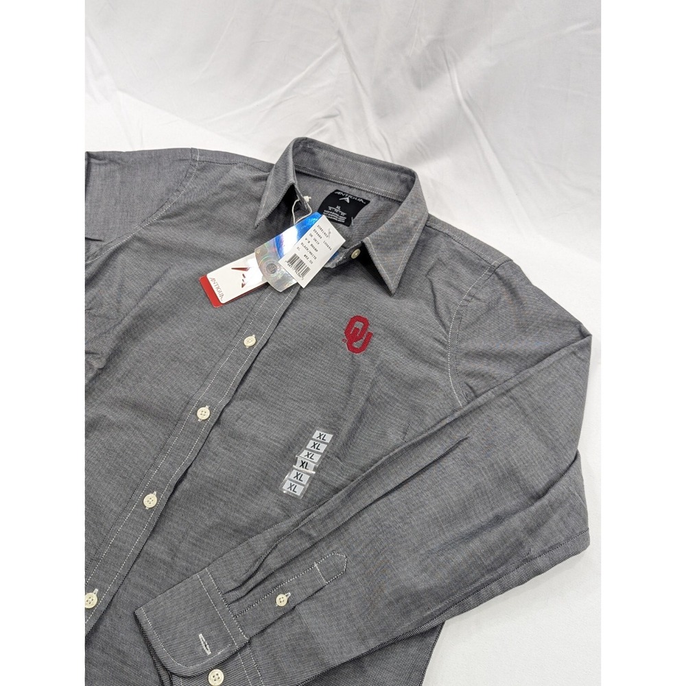 New With Tags ANTIGUA Oklahoma Sooners Women's Long Sleeve Button Up XL Plaid